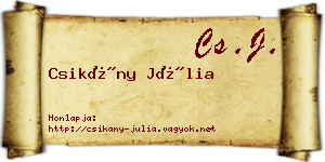 Csikány Júlia névjegykártya